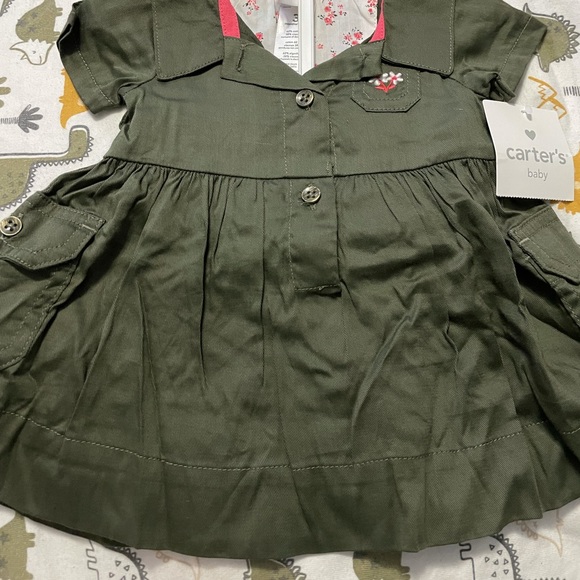 Carter's Baby Girls' Sateen Dress - Olive - 3 Months, Infant Girl's, Green